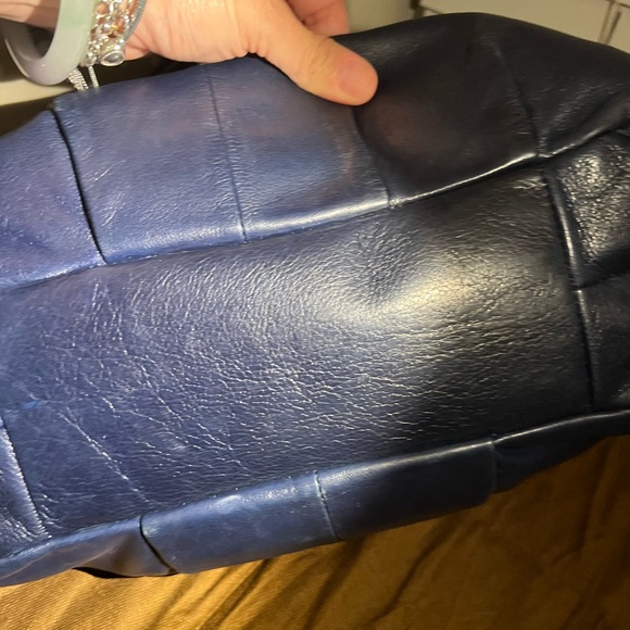 Coach Madison Navy Blue Leather Maggie Hobo Shoulder Bag Purse Tote - NCO - Picture 5 of 13